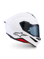 Kask Alpinestars S-R7 Solid, motocyklowy kask integralny, biały połysk, aerodynamiczna skorupa ze zintegrowanym tylnym spojlerem i przezroczystym wizjerem, lekka konstrukcja z kompozytu węglowego