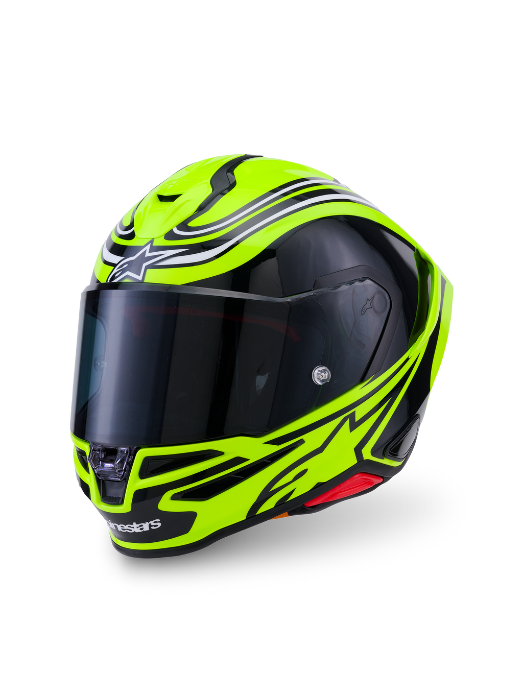Alpinestars S-R7 Zeal, kask motocyklowy integralny, żółty fluo, czarny i biały, certyfikat ECE 22.06, konstrukcja z włókna węglowego