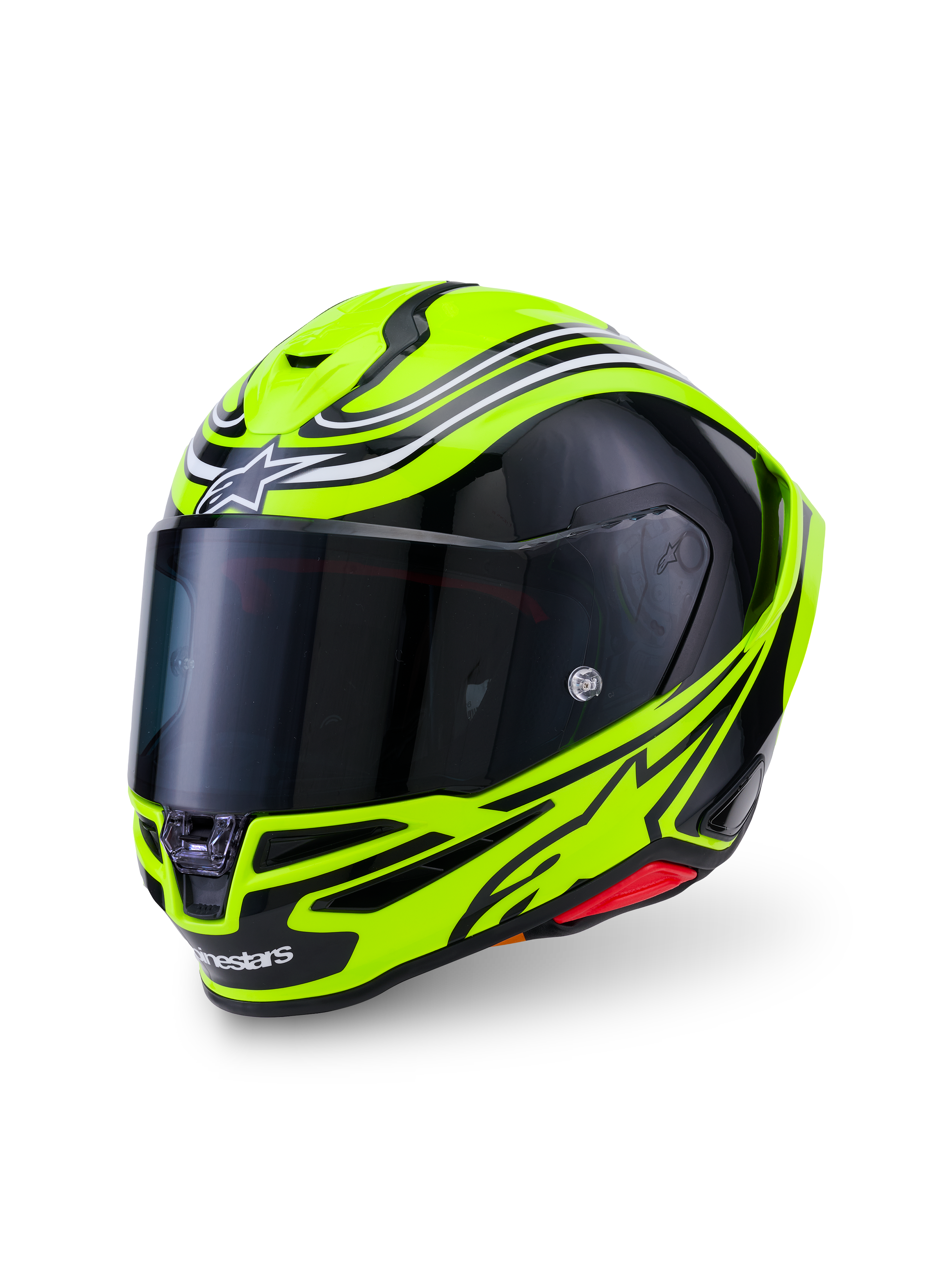 Alpinestars S-R7 Zeal, kask motocyklowy integralny, żółty fluo, czarny i biały, certyfikat ECE 22.06, konstrukcja z włókna węglowego