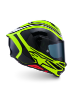 Alpinestars S-R7 Zeal Helmet ECE 22.06, kask motocyklowy integralny, żółty fluo, czarny i biały, konstrukcja karbonowa