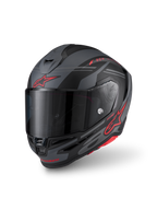Alpinestars S-R7 A-Core Helmet ECE 22.06, full face motorcycle racing helmet, Black, Gray and Red Matt, carbon composite construction