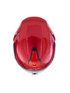 Alpinestars S-R7 A-Core Helmet ECE 22.06, motorcycle road racing helmet, top-down view showing aerodynamic carbon shell in Red White Glossy with black ventilation details