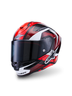Alpinestars S-R7 Kinetis Helmet ECE 22.06, road racing motorcycle full face helmet, Black Red White Glossy, carbon composite construction