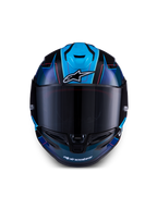 Alpinestars S-R7 Kinetis Helmet ECE 22.06, kask motocyklowy wyścigowy, czarny, niebieski i różowy, konstrukcja z kompozytu węglowego