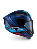 Alpinestars S-R7 Kinetis Kask ECE 06, kask motocyklowy integralny wyścigowy, czarny, niebieski, różowy i biały z błyszczącym wykończeniem, konstrukcja z kompozytu węglowego