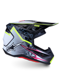 Alpinestars S-M7 Blaster, kask motocrossowy, czarny i szary z neonowym żółtym i różowym, certyfikat ECE 22.06