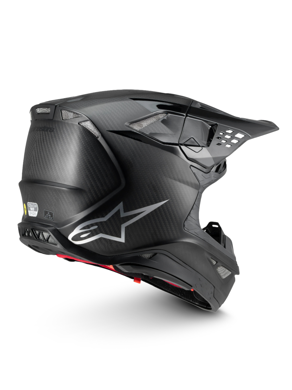 Alpinestars Supertech M10 Fame, kask motocrossowy, czarny, włókno węglowe, system MIPS i certyfikat ECE 22.06.