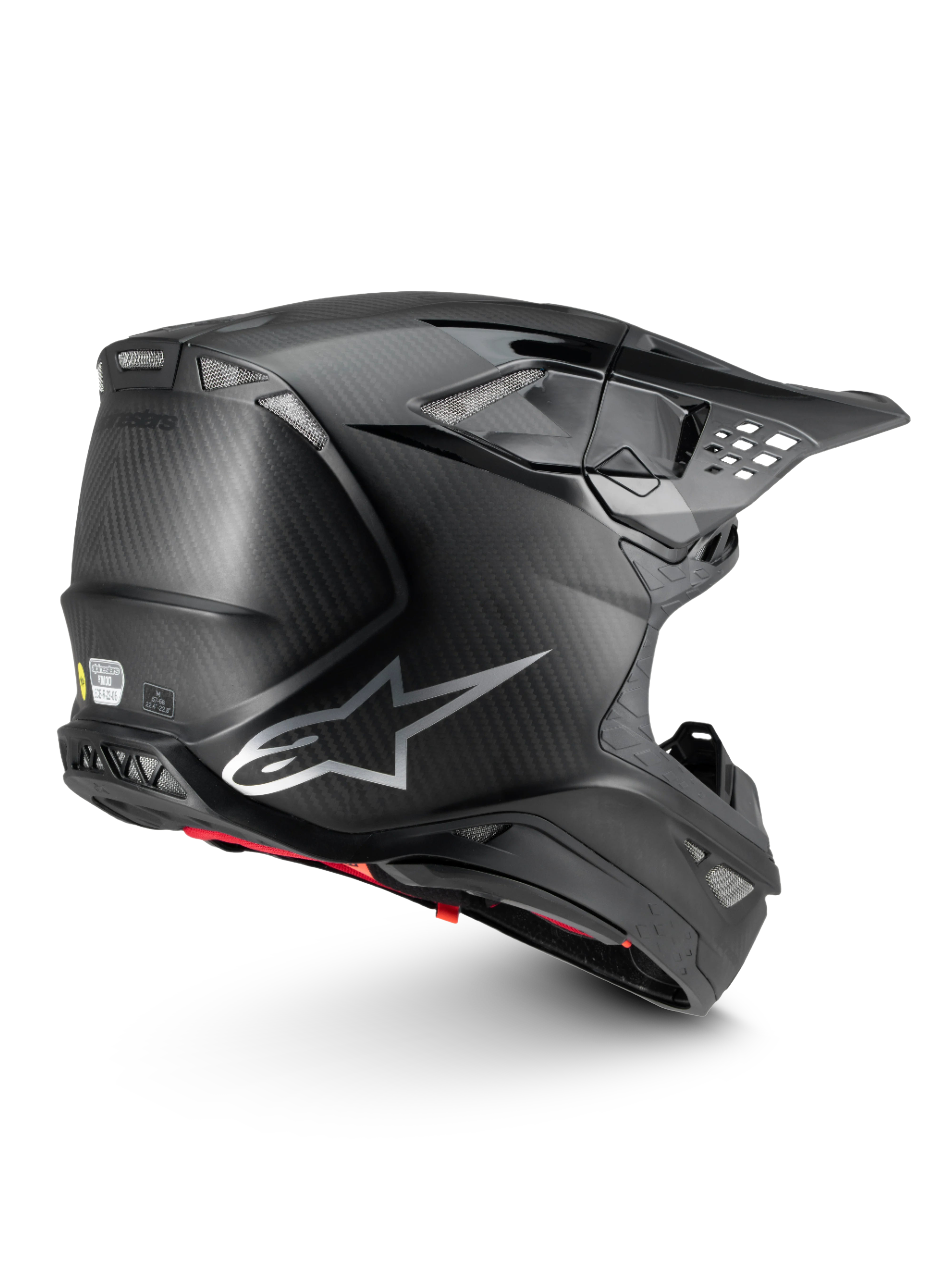 Alpinestars Supertech M10 Fame, kask motocrossowy, czarny, włókno węglowe, system MIPS i certyfikat ECE 22.06.