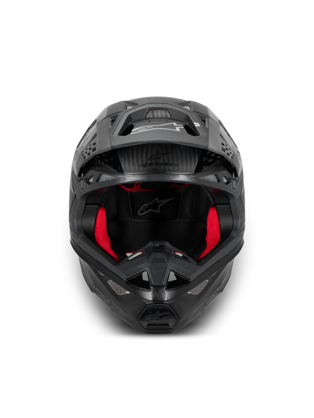 Alpinestars Supertech M10 Fame, kask motocyklowy motocrossowy, czarny i czerwony, lekka konstrukcja z włókna węglowego 3K, certyfikat ECE 22.06