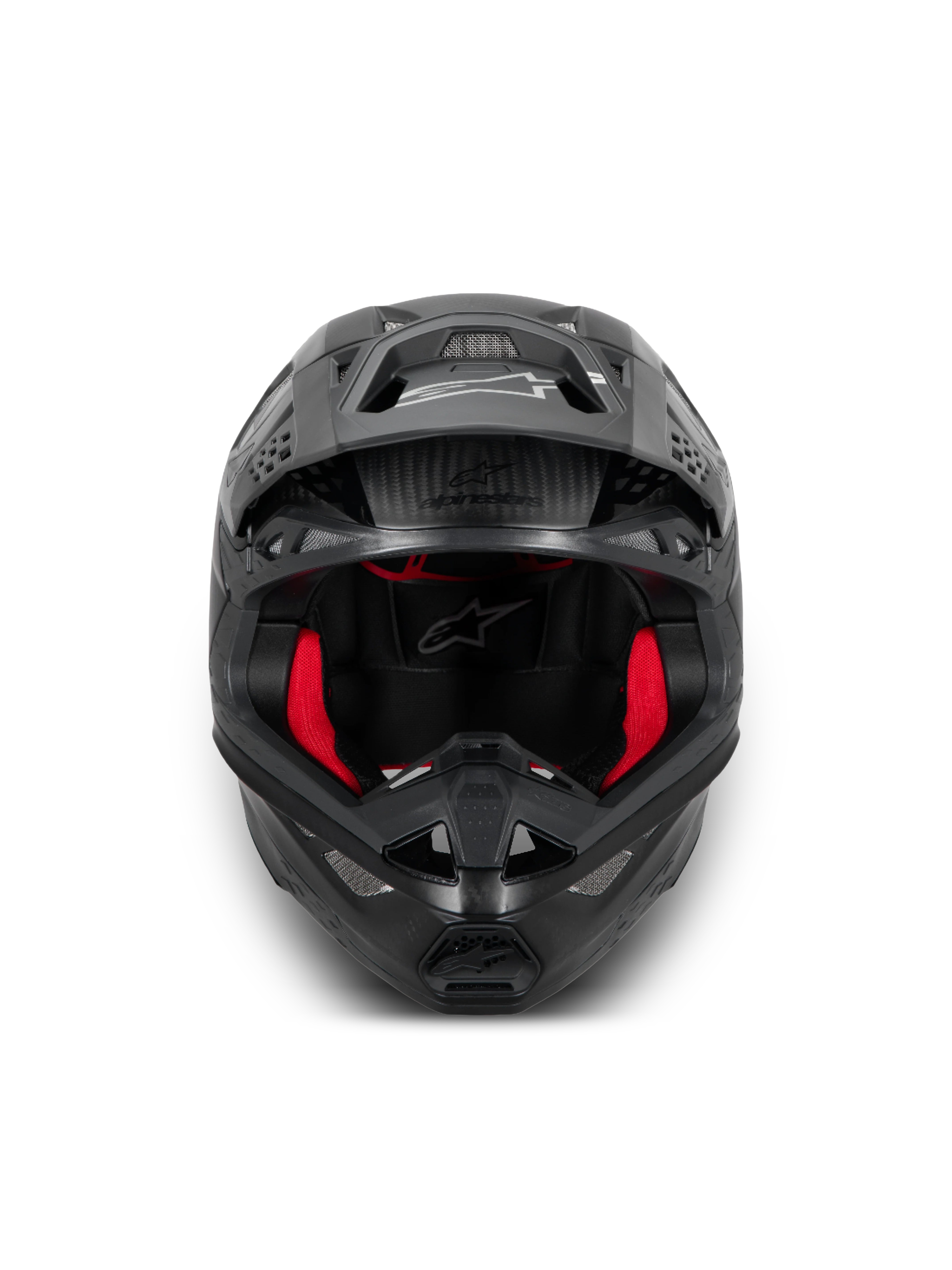 Alpinestars Supertech M10 Fame, kask motocyklowy motocrossowy, czarny i czerwony, lekka konstrukcja z włókna węglowego 3K, certyfikat ECE 22.06