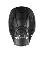 Alpinestars Supertech M10 Fame, kask motocrossowy MX, czarny matowy i błyszczący karbon 3K, widok z góry.