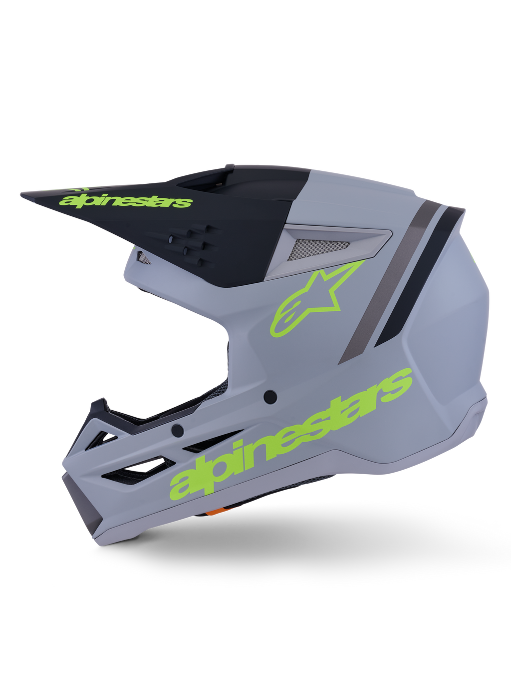 Kask Alpinestars S-M3 Radium, kask motocrossowy, zielony, czarny i żółty fluo matowy, termo-wtryskiwana skorupa ze zintegrowanym daszkiem i otworami wentylacyjnymi o wysokim przepływie, zaprojektowany do jazdy MX i Enduro