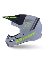 Kask Alpinestars S-M3 Radium, kask motocrossowy, zielony, czarny i żółty fluo matowy, termo-wtryskiwana skorupa ze zintegrowanym daszkiem i otworami wentylacyjnymi o wysokim przepływie, zaprojektowany do jazdy MX i Enduro