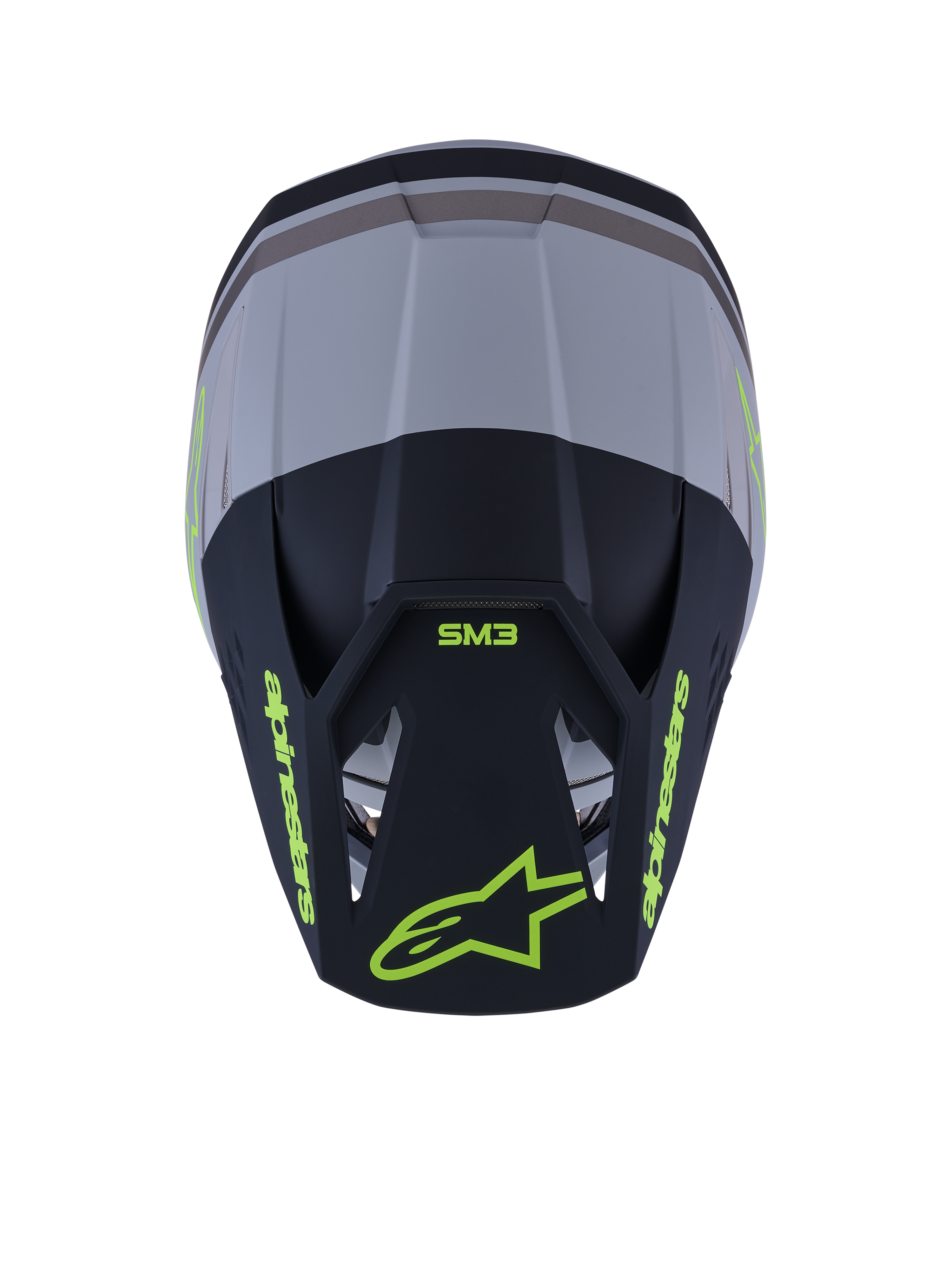 Alpinestars S-M3 Radium Helmet, kask motocrossowy, zielony, czarny i żółty fluo matowy, matowe wykończenie z licznymi otworami wentylacyjnymi, smukły aerodynamiczny design ze zintegrowanym daszkiem, specjalistyczne ochronne nakrycie głowy do jazdy off-road i MX