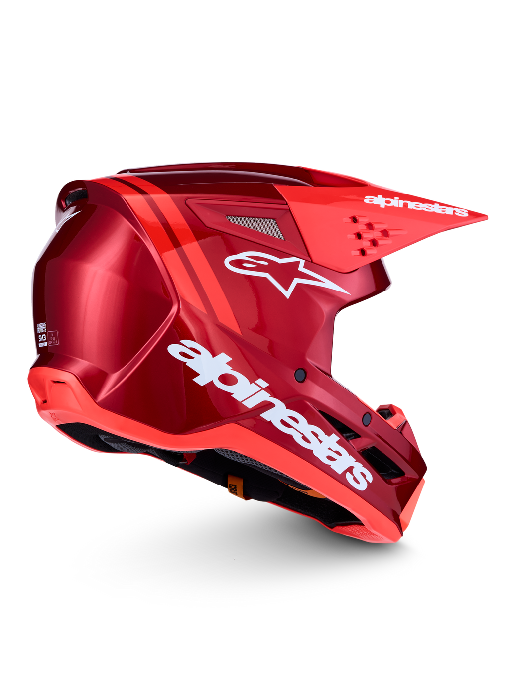 Alpinestars SM3 Radium ECE06, czerwony i biały kask motocrossowy, certyfikat ECE 22.06, termo-wtryskiwana skorupa