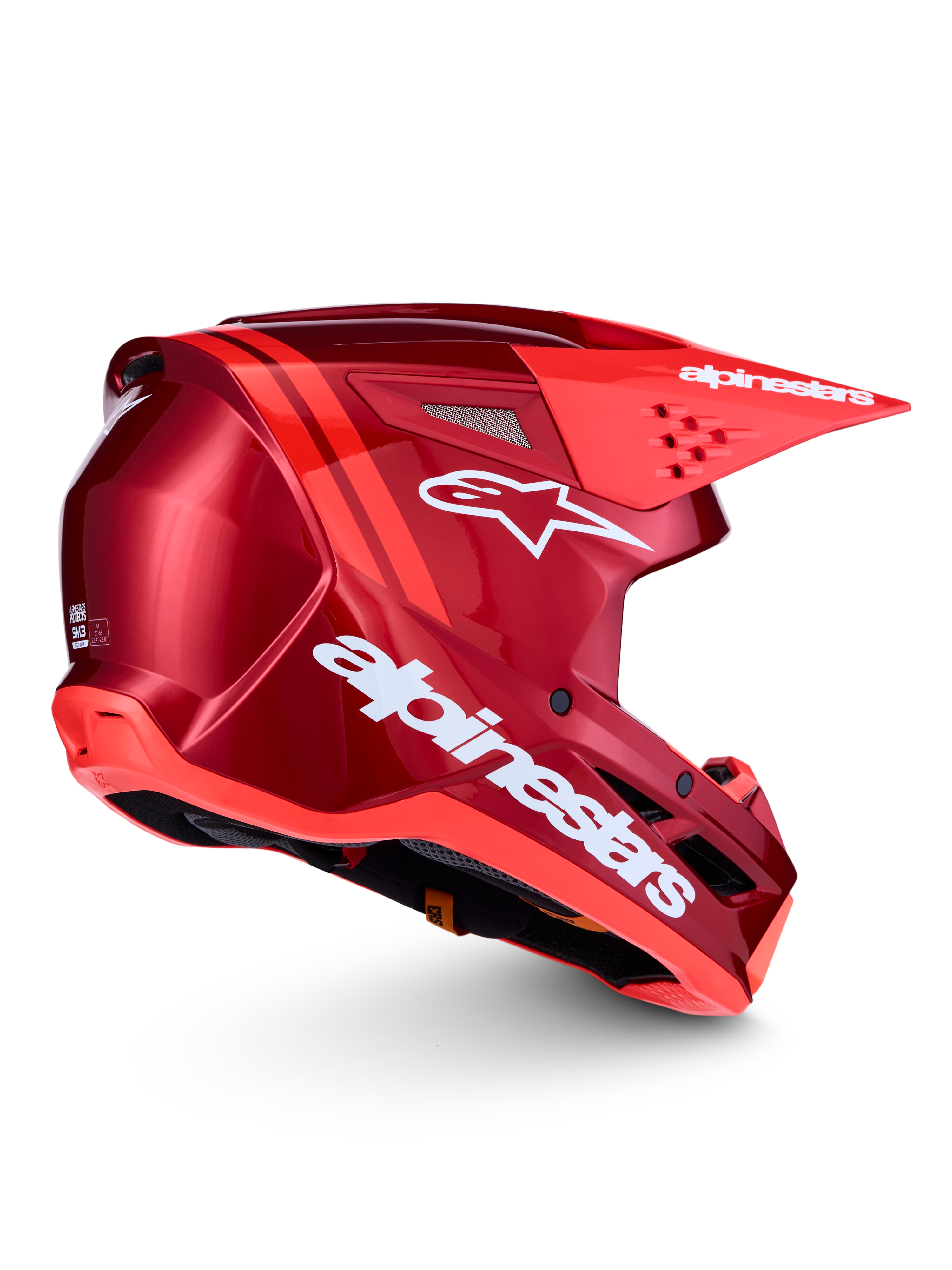 Alpinestars SM3 Radium ECE06, czerwony i biały kask motocrossowy, certyfikat ECE 22.06, termo-wtryskiwana skorupa