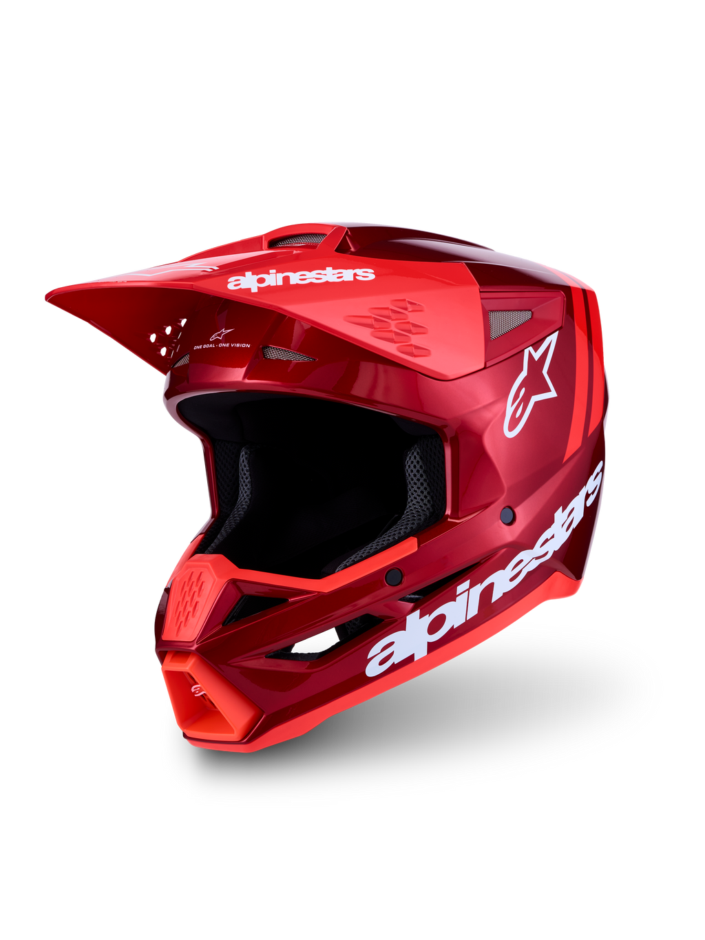 Alpinestars Kask SM3 Radium ECE06, kask motocrossowy, czerwony i biały, certyfikat ECE 2206, termo-wtryskiwana skorupa