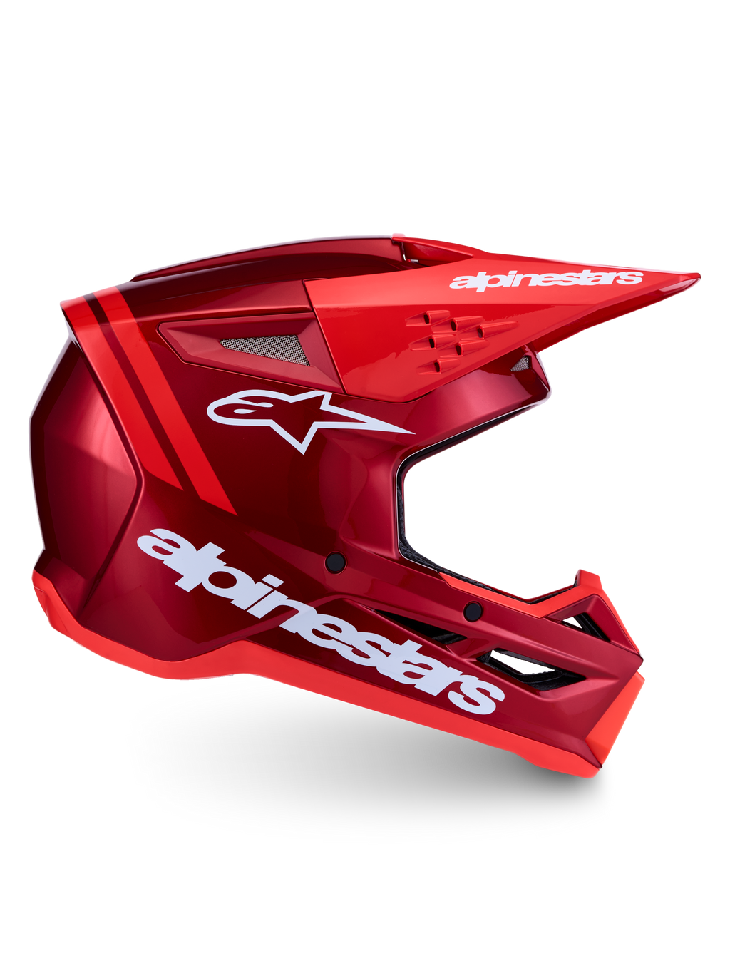 Kask Alpinestars SM3 Radium ECE06, kask motocrossowy, czerwony i biały, certyfikat ECE 2206, wydajna wentylacja i wysoka ochrona.