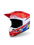 Alpinestars Kask SM3 Falcon ECE06, kask motocrossowy off-road, biało-czerwony z niebiesko-żółtą grafiką, norma ECE 2206