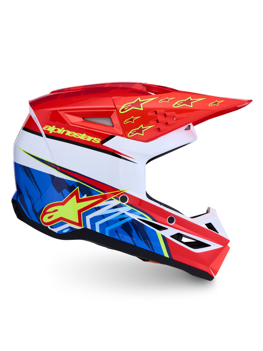 Kask Alpinestars SM3 Falcon ECE06, kask motocrossowy off-road, czerwono-niebieska grafika, certyfikat ECE 22.06