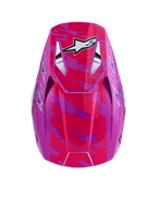 Kask Alpinestars SM3 Falcon ECE06, różowy i fioletowy błyszczący kask motocrossowy z białym logo gwiazdy, widok z góry na daszek.