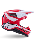 Alpinestars S-M3 Heat Helmet, glossy Red, White, and Black motocross helmet with ECE 22.06 certified off-road protection.