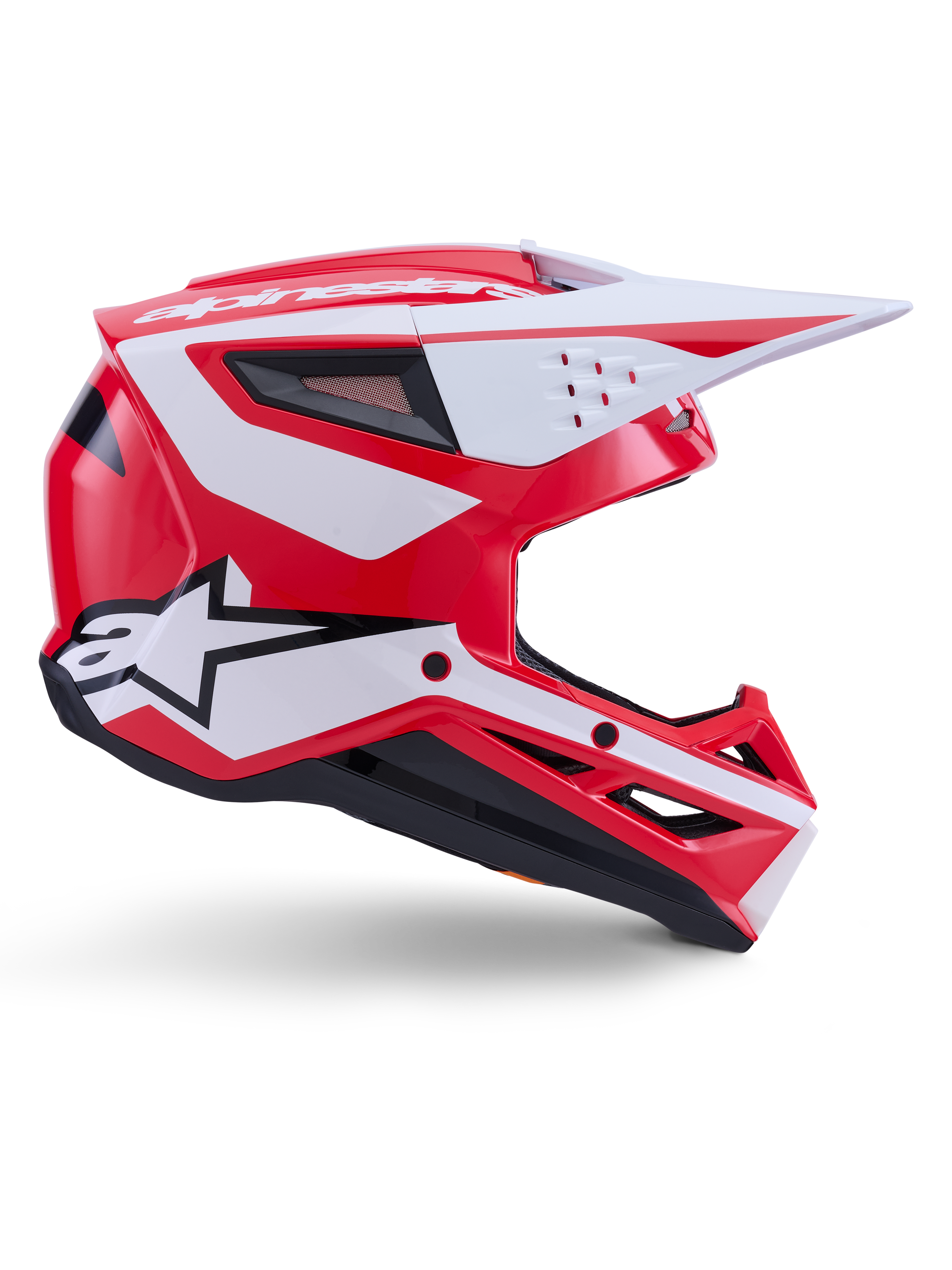 Kask Alpinestars S-M3 Heat, kask motocrossowy off-road, czerwony i biały, certyfikat ECE 22.06, błyszcząca skorupa