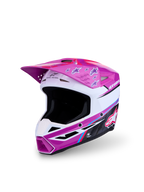 Alpinestars SM3 Youth Falcon Helmet, kids motocross racing gear, purple and white with pink accents, ECE 22.06 certified.