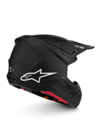 Alpinestars S-M7 Solid ECE06, czarny matowy kask motocyklowy do motocrossu, białe logo z gwiazdą, aerodynamiczny design, certyfikat ECE 22.06