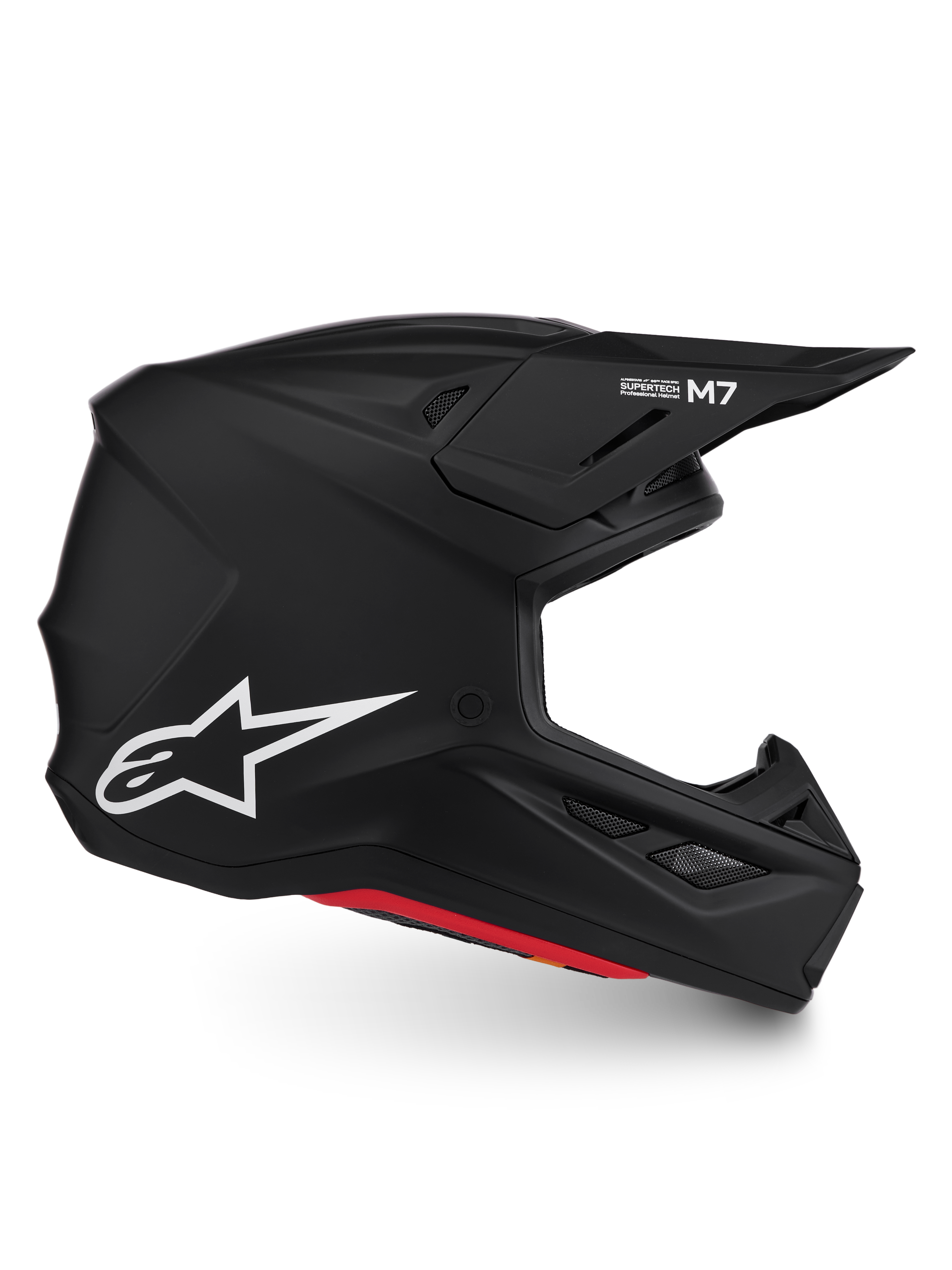 Alpinestars kask S-M7 Solid ECE06, kask motocrossowy off-road, czarny matowy z białym logo Astar, opływowa skorupa kompozytowa, certyfikowany ECE 22.06.