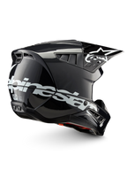 Alpinestars Kask S-M5 Corp ECE 22.06, ciemnoszary błyszczący i biały kask motocrossowy, certyfikacja terenowa.