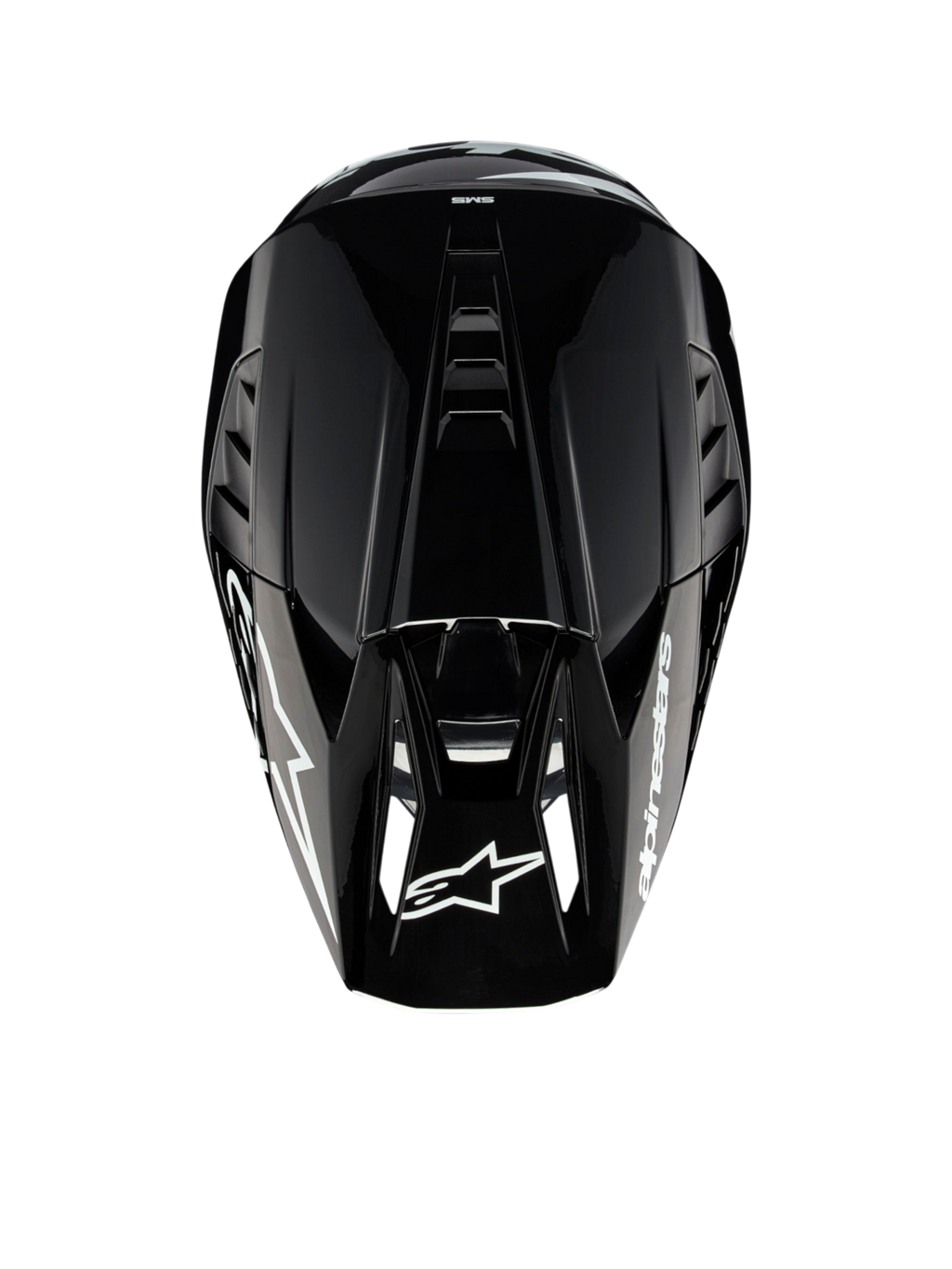 Alpinestars S-M5 Corp ECE 22.06, kask motocrossowy MX, ciemnoszary błyszczący, widok z góry na wloty powietrza.