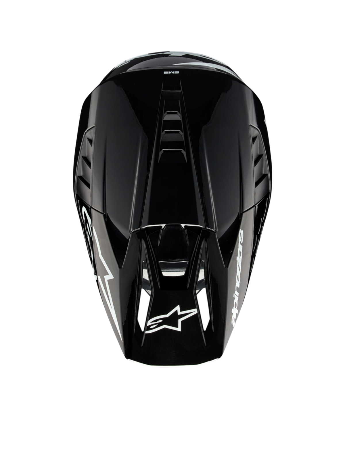 Alpinestars S-M5 Corp ECE 22.06, kask motocrossowy MX, ciemnoszary błyszczący, widok z góry na wloty powietrza.
