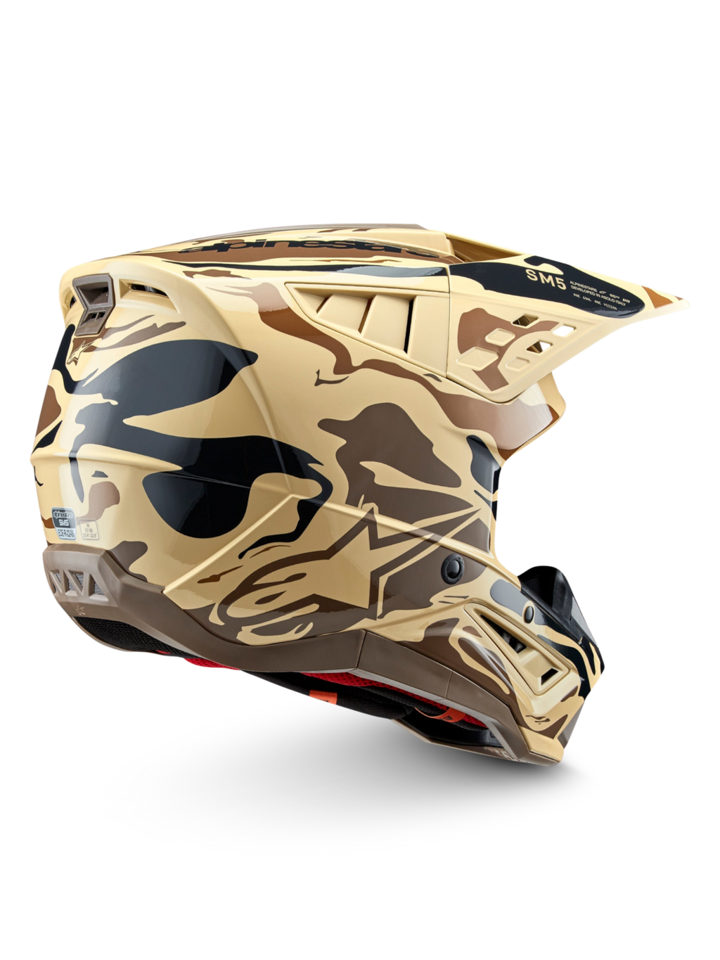Alpinestars S-M5 Mineral, kask motocrossowy off-road, brązowy i czarny kamuflaż, matowy, certyfikat ECE 22.06