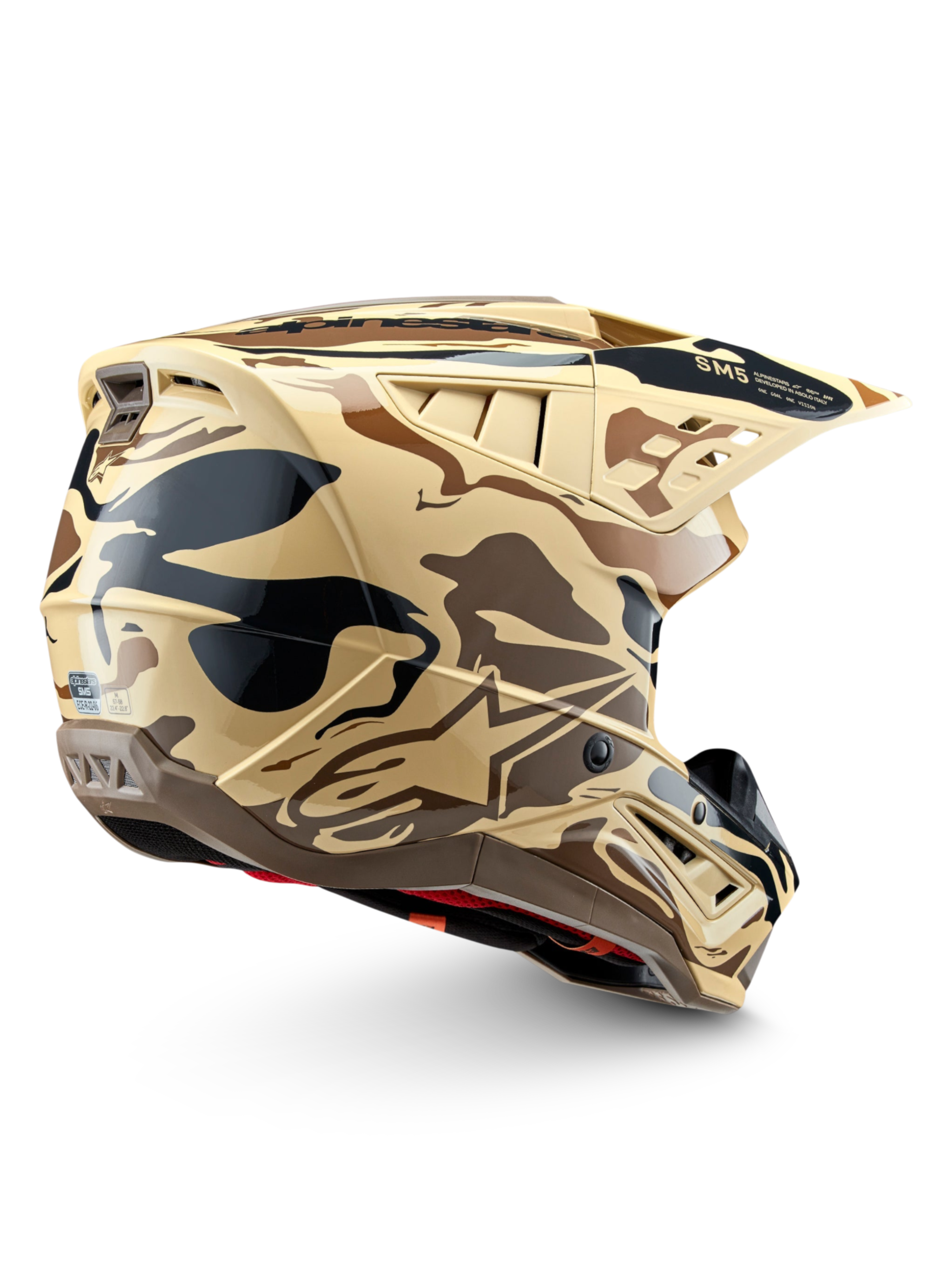 Alpinestars S-M5 Mineral, kask motocrossowy off-road, brązowy i czarny kamuflaż, matowy, certyfikat ECE 22.06