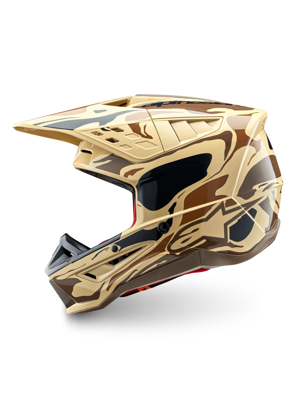 Alpinestars S-M5 Mineral, kask motocyklowy motocrossowy off-road, matowy wzór kamuflażu ciemnobrązowy kangur, certyfikat ECE 22.06.