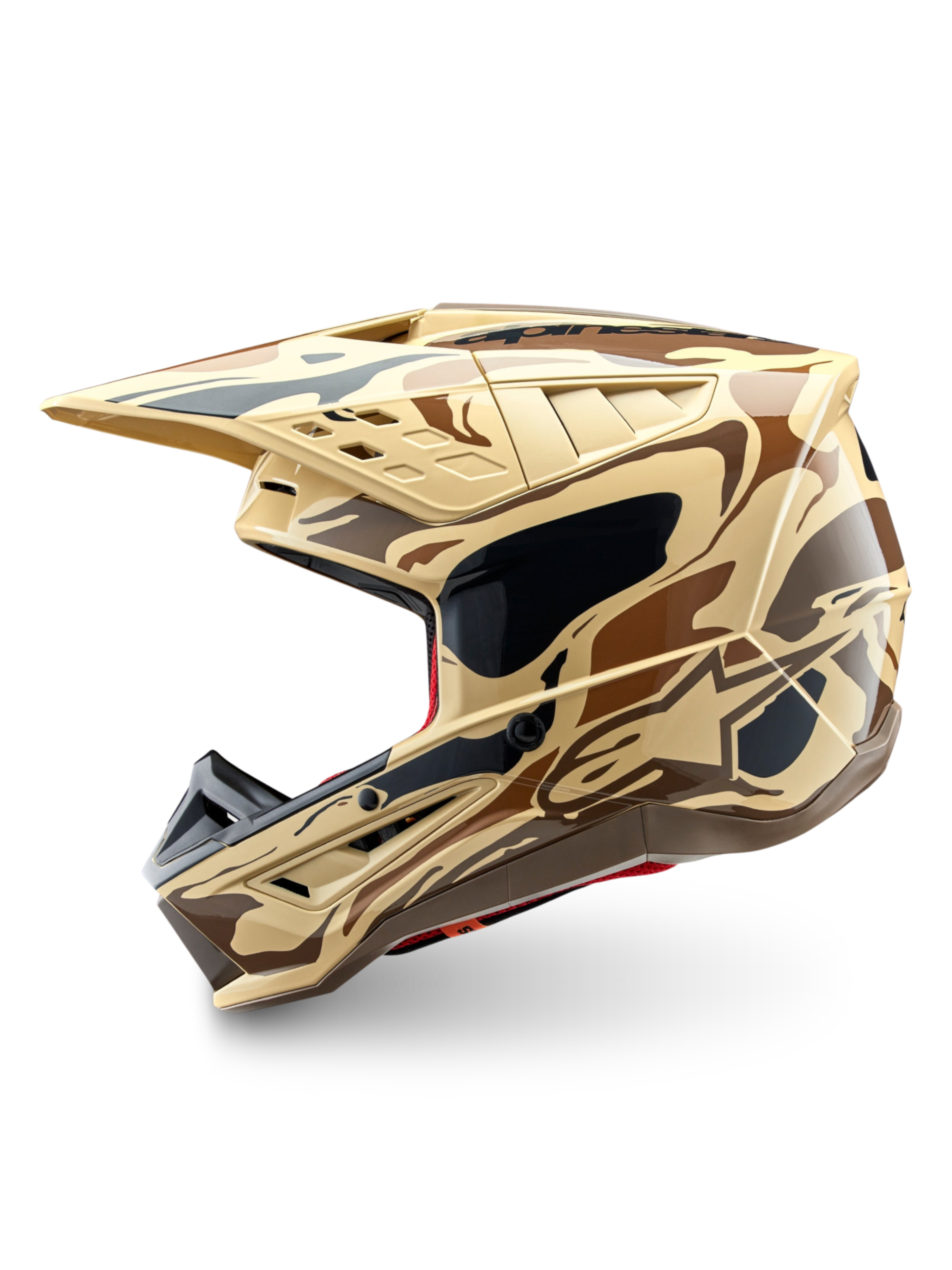 Alpinestars S-M5 Mineral, kask motocyklowy motocrossowy off-road, matowy wzór kamuflażu ciemnobrązowy kangur, certyfikat ECE 22.06.