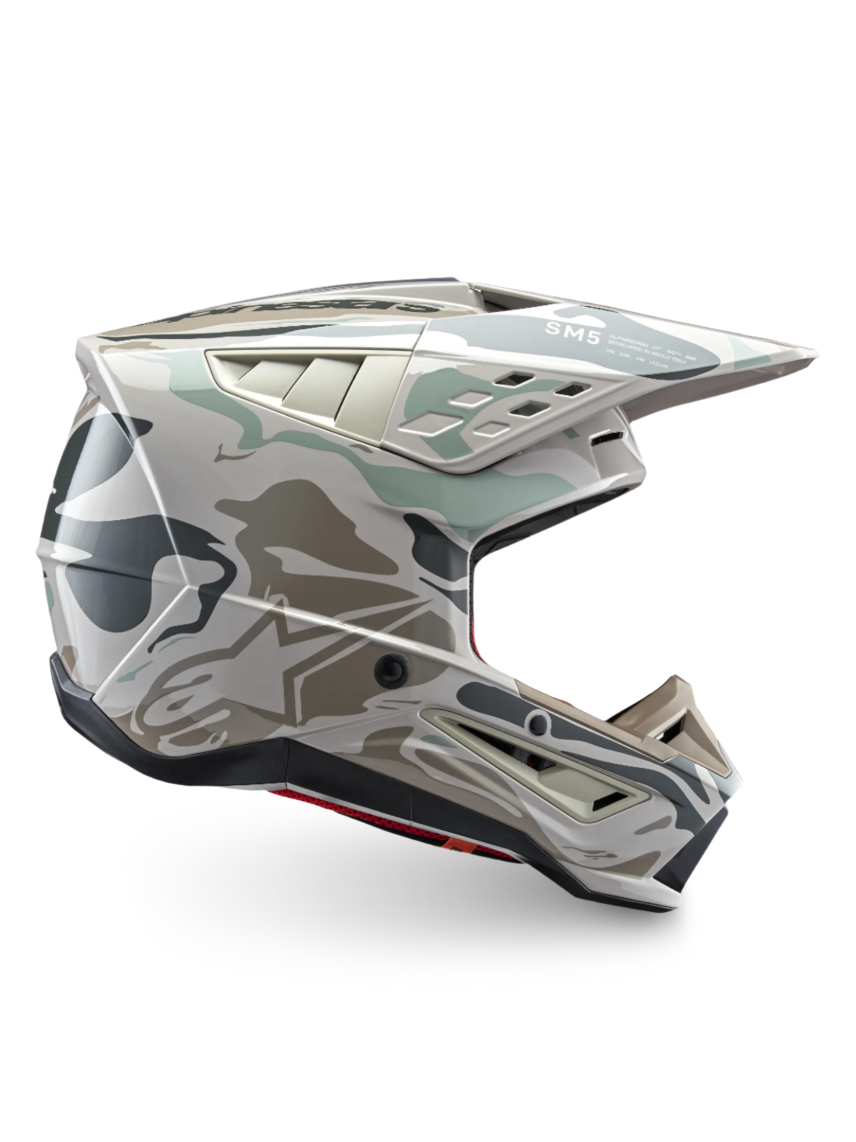 Alpinestars kask S-M5 Mineral, kask motocyklowy off-road do motocrossu, szary i zielony, certyfikat ECE 22.06.
