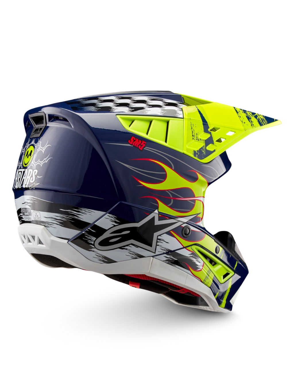 Alpinestars S-M5 Rash Helmet, Motocross Off-road, Night Navy and Yellow Fluo Glossy, ECE 22.06 certified protection.