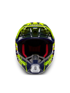 Alpinestars S-M5 Rash Helmet ECE 22.06, Motocross Helmet, Night Navy and Yellow Fluo, front view with red padding.