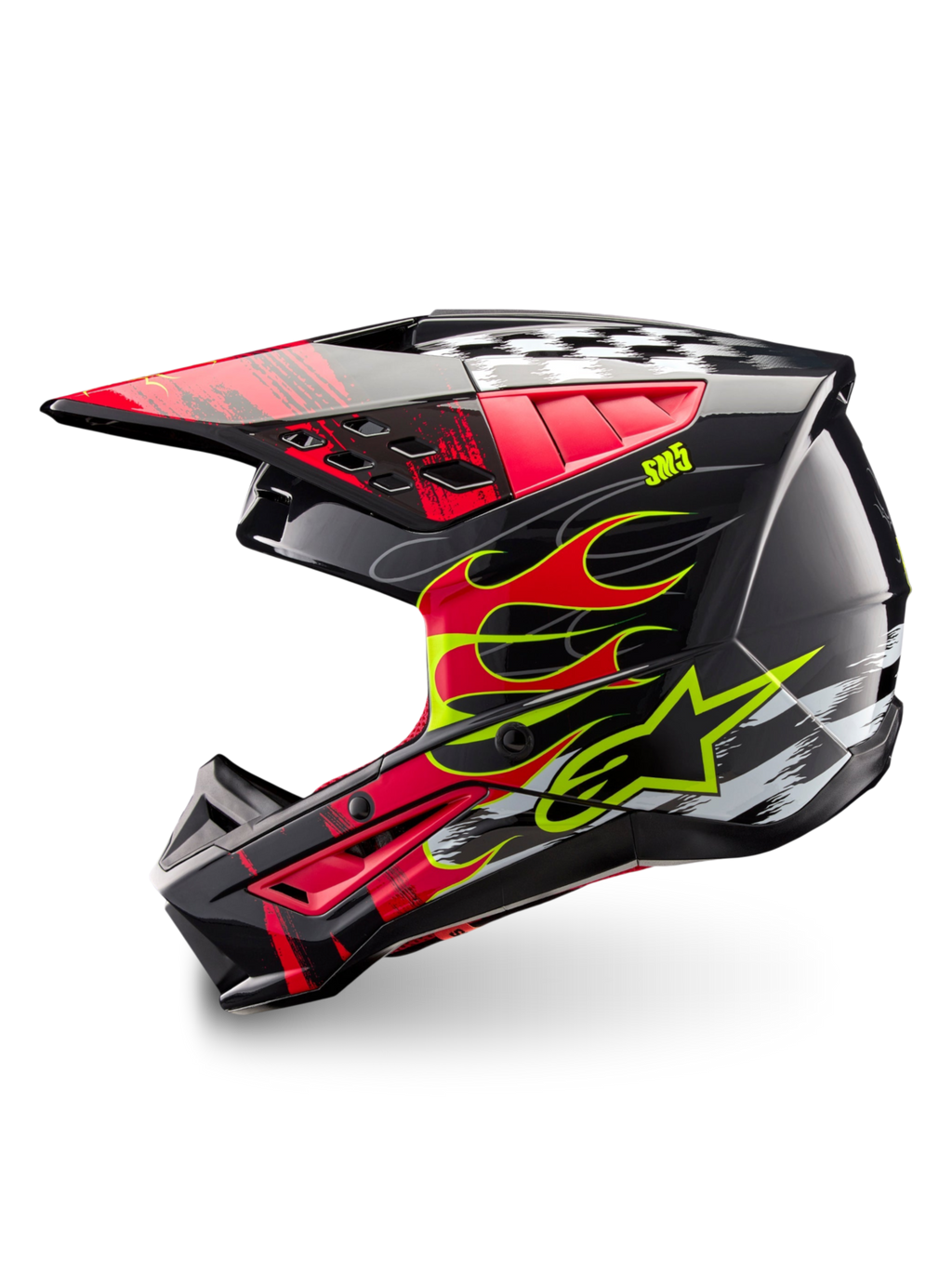 Alpinestars S-M5 Rash, kask motocrossowy, ciemnoszary i jasnoczerwony, lekka skorupa termoplastyczna, norma ECE 22.06.