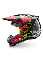 Alpinestars S-M5 Rash, kask motocrossowy, ciemnoszary i jasnoczerwony, lekka skorupa termoplastyczna, norma ECE 22.06.