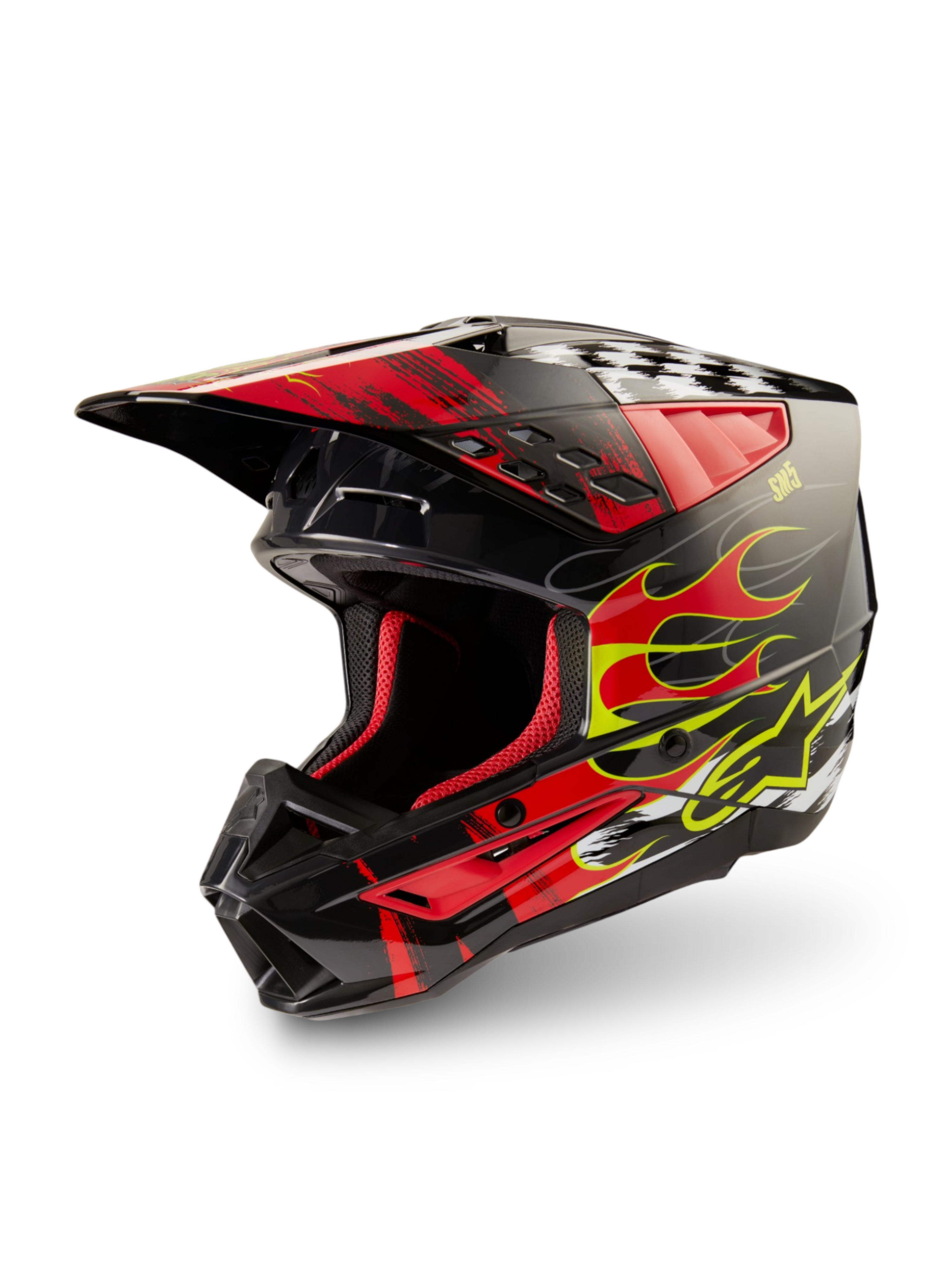 Alpinestars S-M5 Rash, kask motocrossowy ECE 22.06, ciemnoszary i jasnoczerwony błyszczący, lekka ochrona off-road
