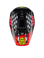 Alpinestars kask S-M5 Rash ECE 22.06, kask motocrossowy MX, ciemnoszary i czerwony, widok z góry z grafiką czaszki.
