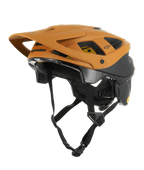 Alpinestars Vector Tech Zeal Helmet, kask do kolarstwa górskiego MTB, pomarańczowo-czarny z żółtym logo Mips, z dużym przednim daszkiem, licznymi otworami wentylacyjnymi i regulowanym paskiem pod brodę, zaprojektowany do ochrony na szlakach terenowych