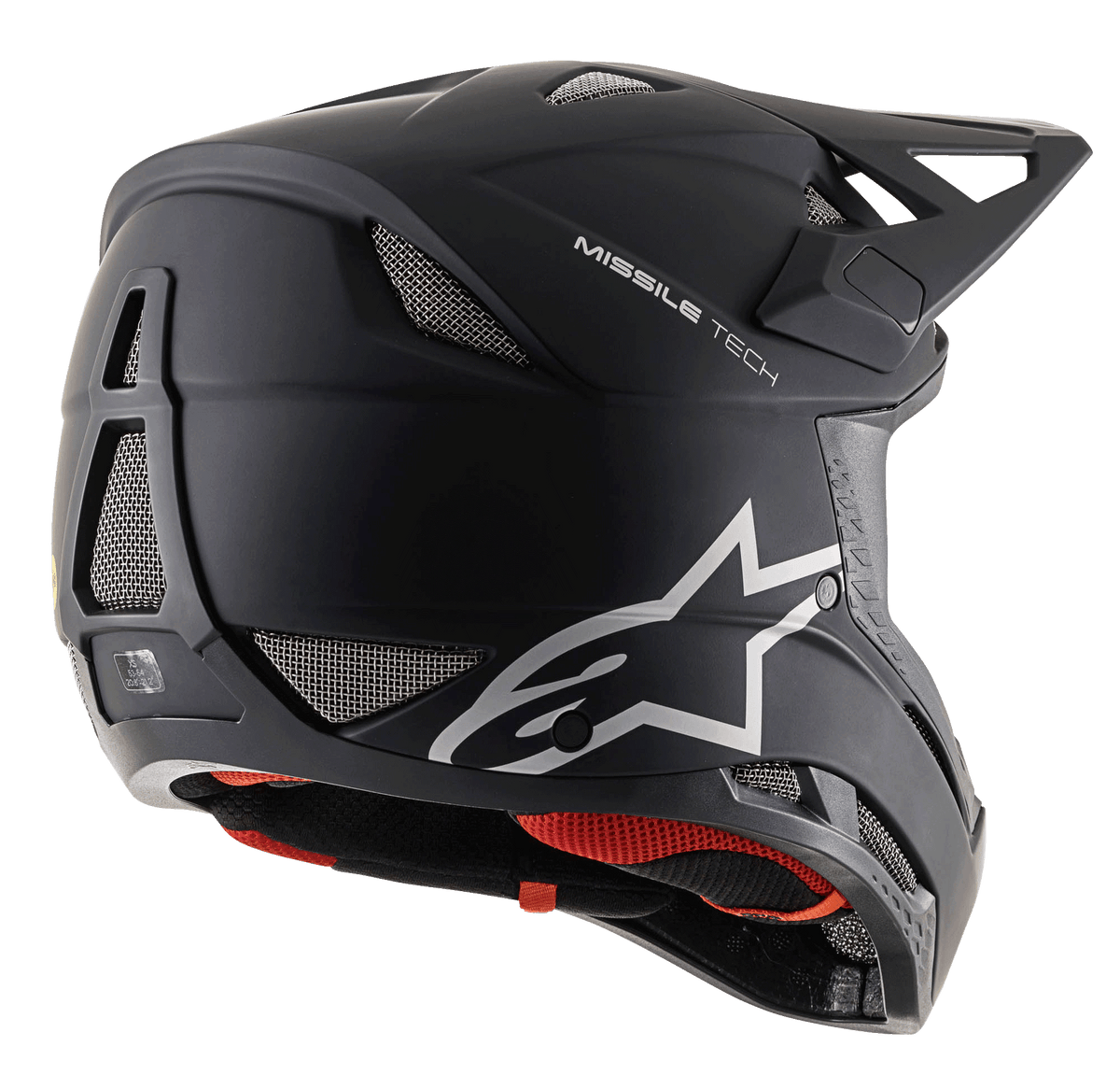 Kask Missile Tech Solid czarny matowy, pełny model MTB do downhillu z siateczkowymi wlotami i logo Alpinestars.