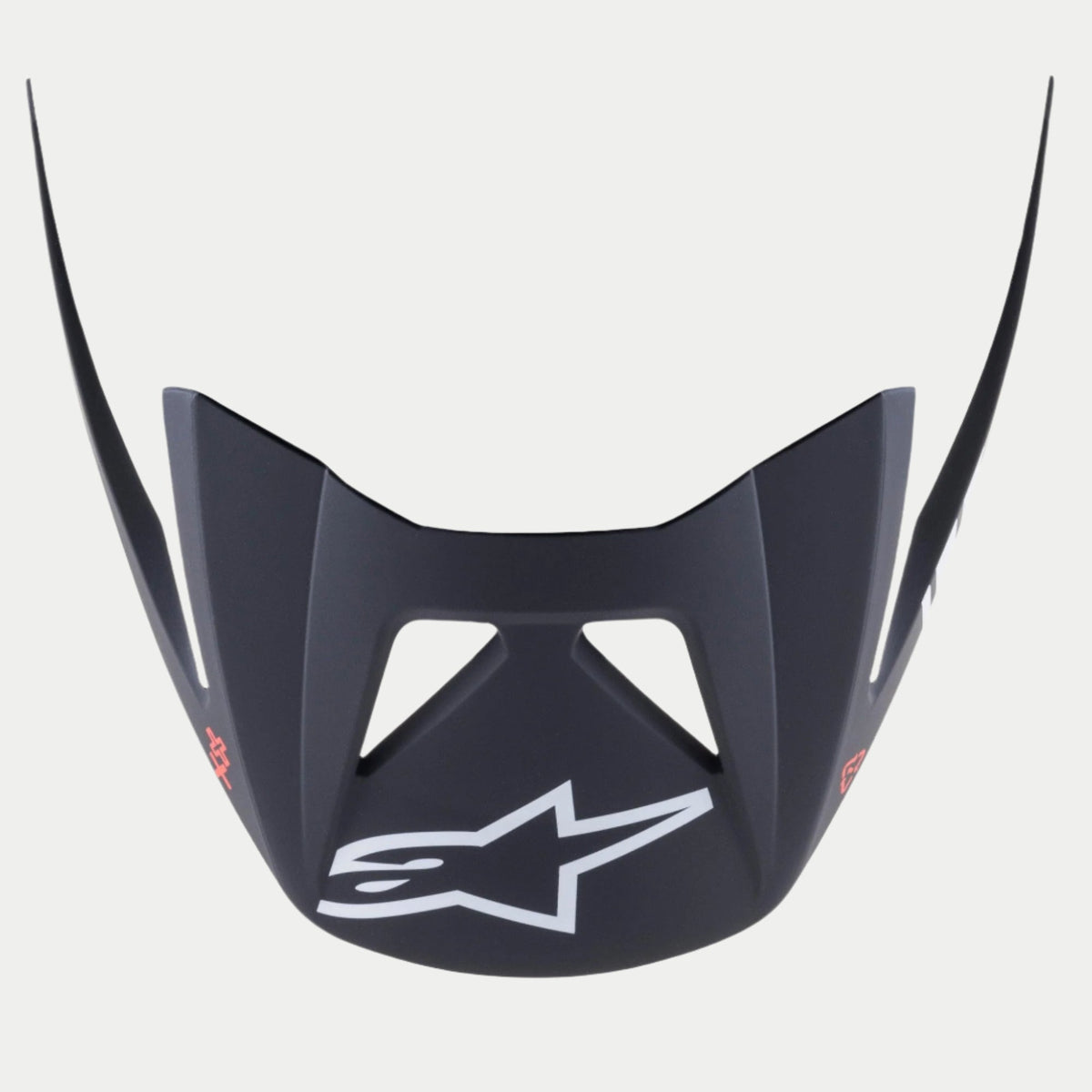 Alpinestars Visor Vector Tech A1, replacement MTB helmet visor, Black Light Gray Matt finish, prominent white Astars logo on the front, angular snap-on design with ventilation cutouts