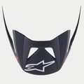 Alpinestars Visor Vector Tech A1, wymienny wizjer do kasku MTB, wykończenie Black Light Gray Matt, wyraźne białe logo Astars z przodu, kanciasta konstrukcja typu snap-on z wycięciami wentylacyjnymi