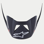 Alpinestars Visor Vector Tech A1, wymienny wizjer do kasku MTB, wykończenie Black Light Gray Matt, wyraźne białe logo Astars z przodu, kanciasta konstrukcja typu snap-on z wycięciami wentylacyjnymi