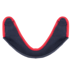 Alpinestars Supertech R10 Chin Curtain, osłona podbródka, akcesorium do kasku, ciemnoszara tkanina z wyraźnym czerwonym obszyciem i zakrzywioną czarną plastikową krawędzią, oficjalna część zamienna do kasków S-R10